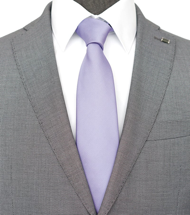 ZENXUS Solid Skinny Ties for Men, 2.5 inch Slim Lilac Lavender Ties Bulk for Wedding and Activities, 5-Pack - Image 2